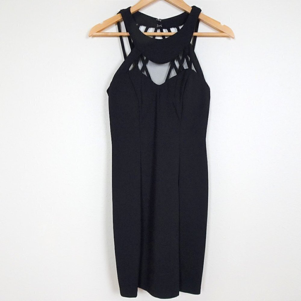 Speechless Mini Dress Women's Junior's Size 9 Black Strappy Cut Out LBD